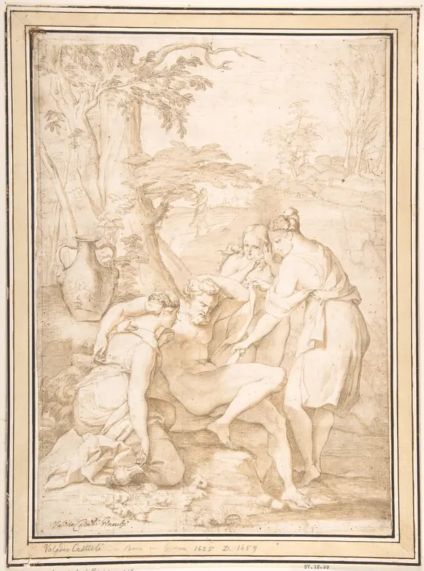Lot and His Daughters (?) Wall Art by Anonymous, Italian, Roman-Bolognese, 17th century - High-Resolution Digital Print