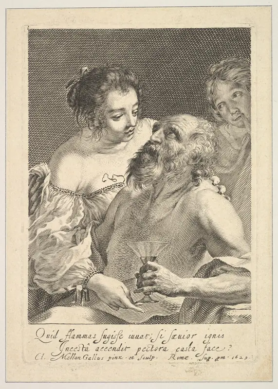 Lot and His Daughters Wall Art by Claude Mellan - High-Resolution Digital Print