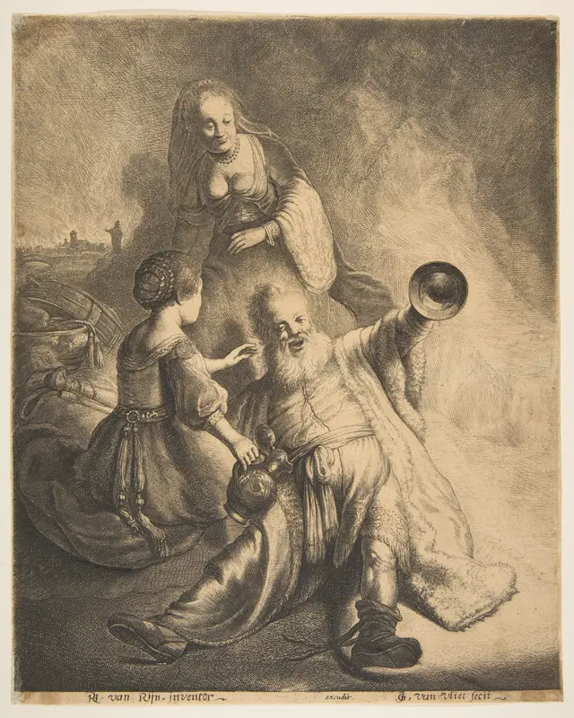 Lot and his Daughters Wall Art by Jan Georg (Joris) van Vliet - High-Resolution Digital Print