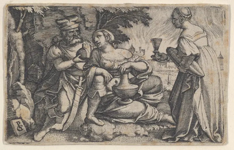 Lot and His Daughters Wall Art by Georg Pencz - High-Resolution Digital Print