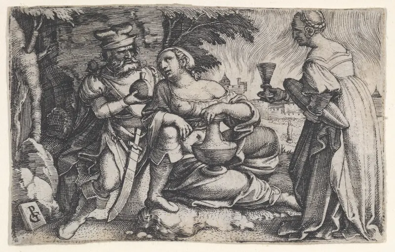 Lot and His Daughters, from "Scenes from the Old Testament" Wall Art by Georg Pencz - High-Resolution Digital Print
