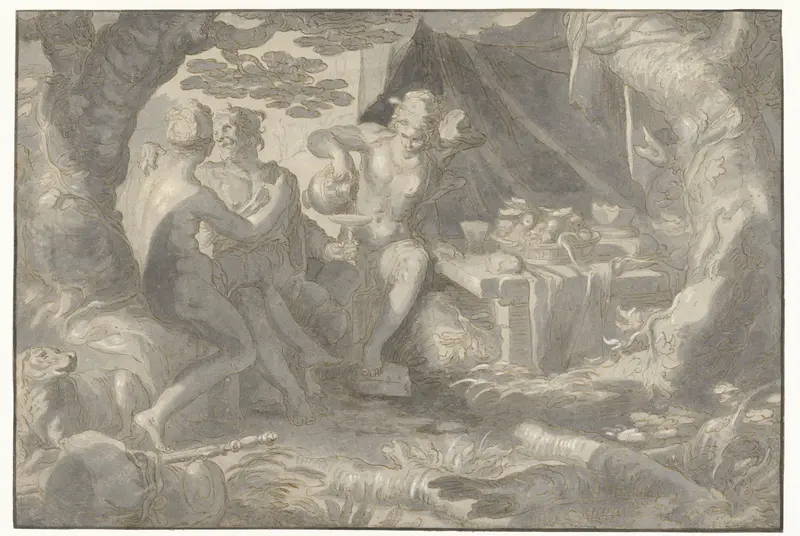 Lot en zijn dochters Wall Art by Joachim Wtewael - High-Resolution Digital Print