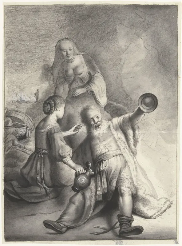 Lot en zijn dochters Wall Art by Moses ter Borch - High-Resolution Digital Print