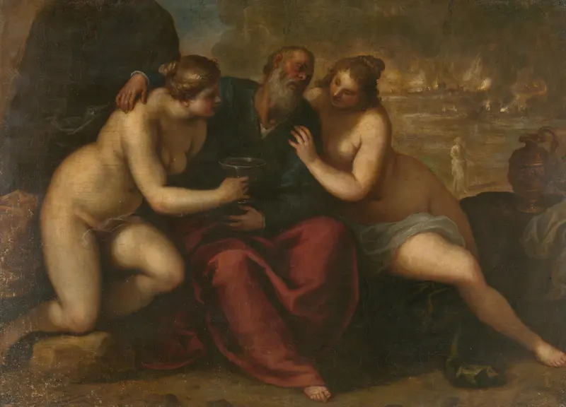 Lot en zijn dochters Wall Art by Jacopo Palma (il Giovane) - High-Resolution Digital Print
