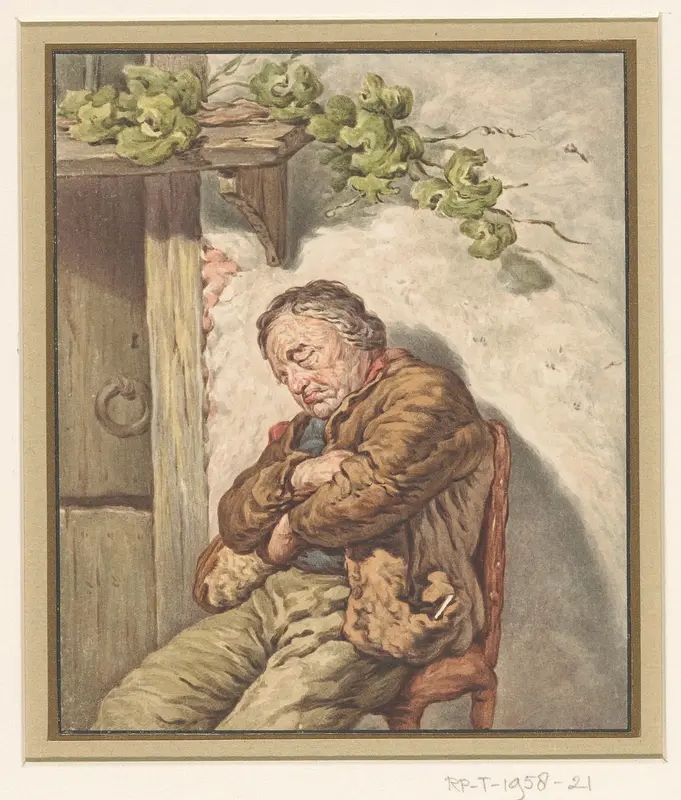 Lou de knecht van de bakker, voor het huis ingeslapen in het zonlicht Wall Art by Pieter Christoffel Wonder - High-Resolution Digital Print