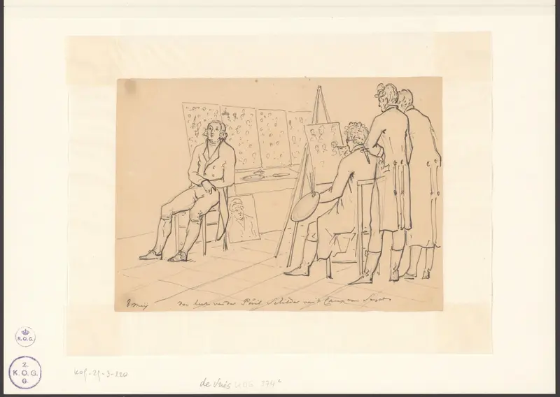 Louis François Gerard van der Puyl maakt portretstudies van Jurriaan Andriessen Wall Art by Christiaan Andriessen - High-Resolution Digital Print
