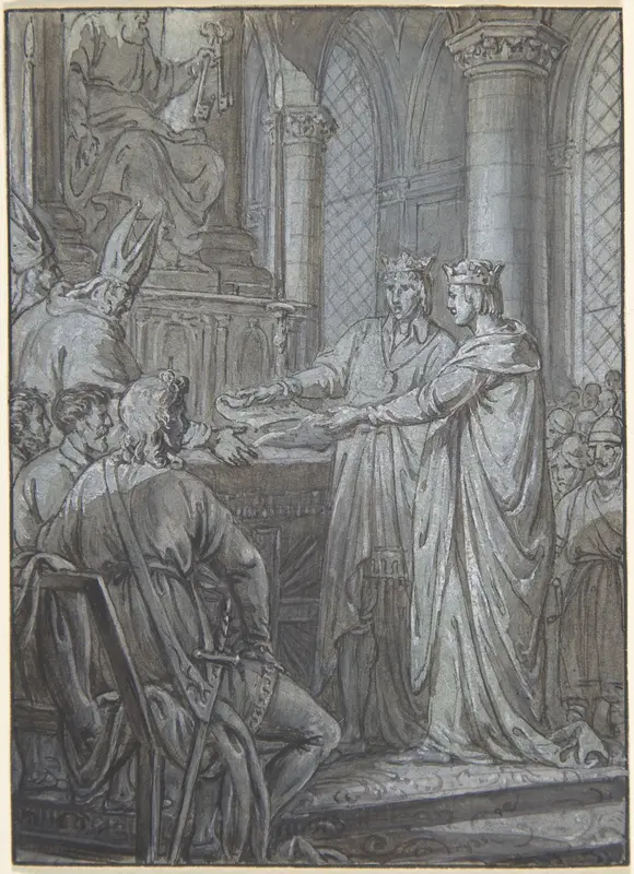 Louis III et Carloman donnent aux eveques du Royaume l'assurance de leur Fidelite en 882 Wall Art by Nicolas Lejeune - High-Resolution Digital Print