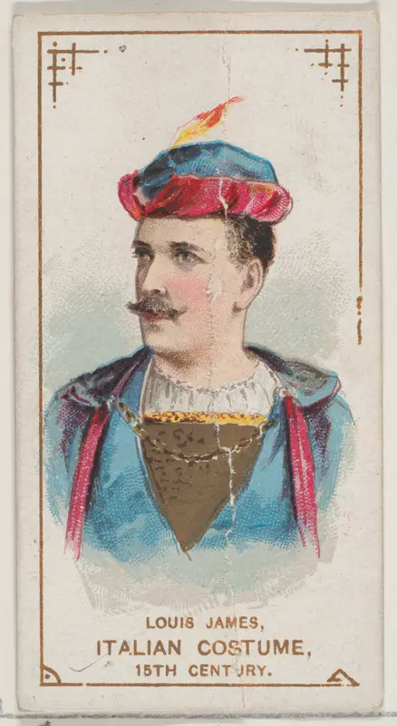 Louis James in Italian Costume of the 15th Century, from the set Actors and Actresses, Second Series (N71) for Duke brand cigarettes Wall Art by W. Duke, Sons & Co. - High-Resolution Digital Print