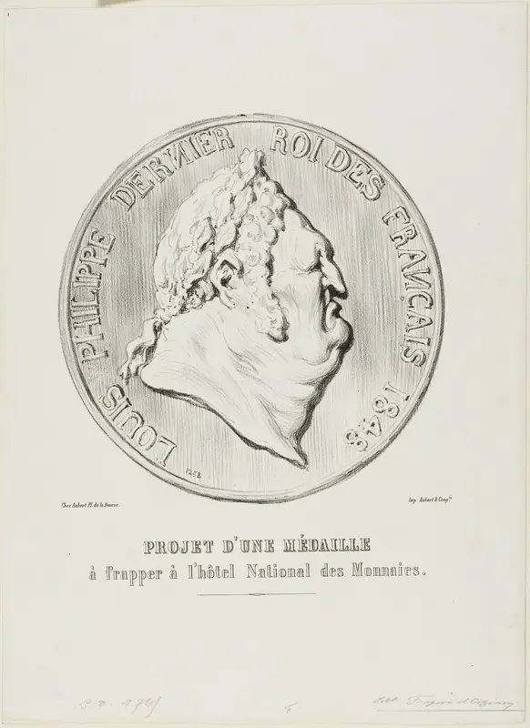 Louis-Philippe, Last King if the French 1848. Design for a medal to be manufactured by the National Mint