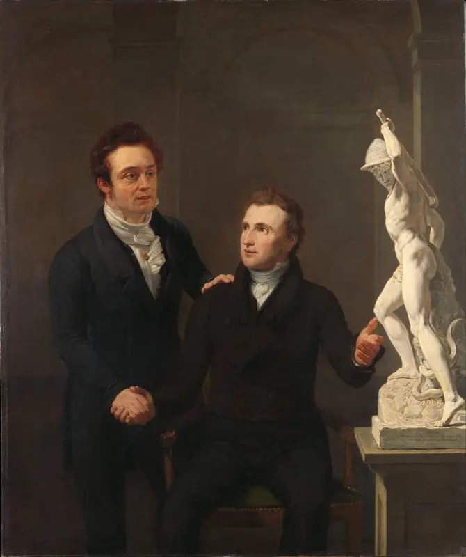 Louis Royer, Sculptor, and Albertus Bernardus Roothaan, Stockbroker, Friend of the Arts, and Patron of the Sciences Wall Art by Jan Willem Pieneman - High-Resolution Digital Print