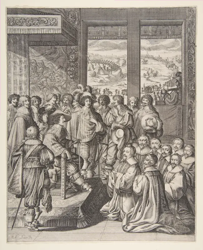 Louis XIII Listens to the Provost of the Merchants of Paris on December 23, 1628 Wall Art by Abraham Bosse - High-Resolution Digital Print