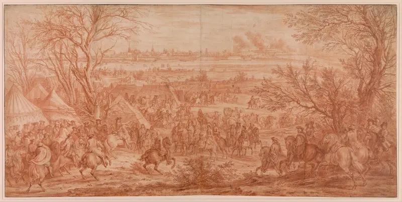 Louis XIV at the Siege of Cambrai, Seen from the South-West (March 20–April 19, 1677) Wall Art by Adam Frans van der Meulen - High-Resolution Digital Print