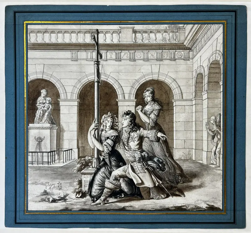 Louis XIV Pleading with Louise de La Vallière at the Carmelite Convent at Chaillot Wall Art by Pierre-Maximilien Delafontaine - High-Resolution Digital Print