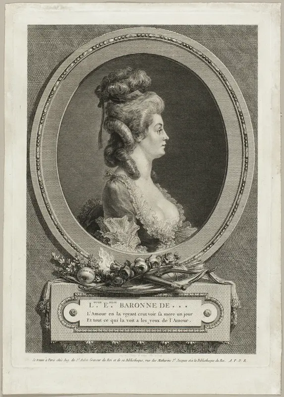 Louise Émilie, Baroness of *** Wall Art by Augustin de Saint-Aubin - High-Resolution Digital Print