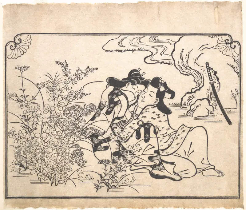 Lovers Beside Flowering Autumn Grasses