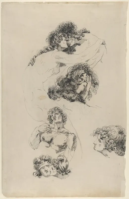 Lovers embracing (recto). A suppliant figure (verso) Wall Art by James Jefferys - High-Resolution Digital Print