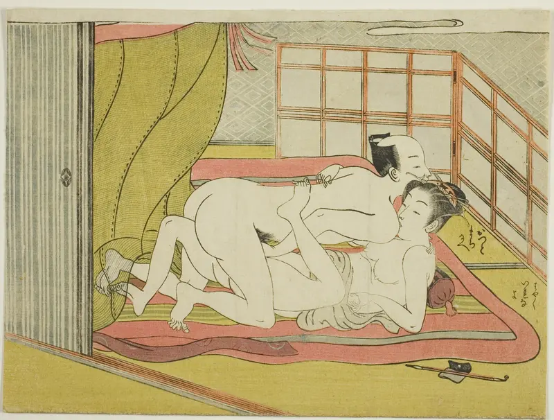 Lovers in bed, from an untitled series of erotic prints by Isoda Koryusai - High-Resolution Digital Print
