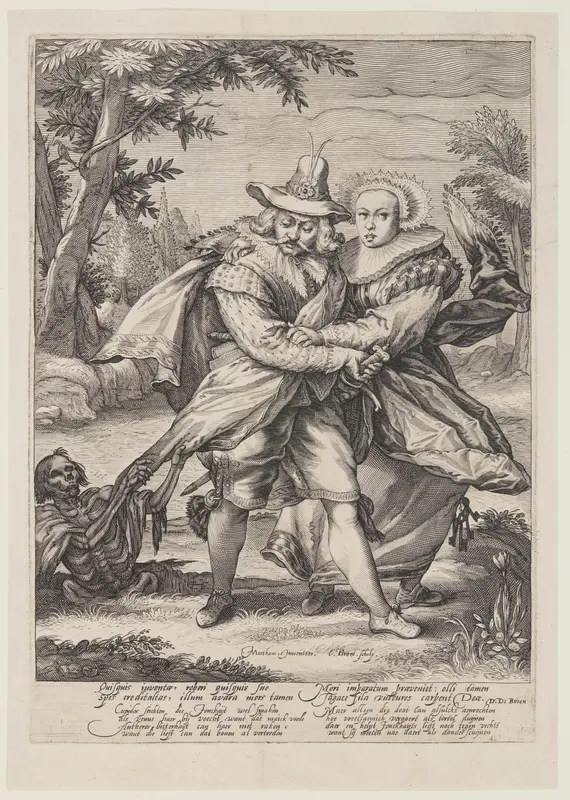 Lovers Surprised by Death Wall Art by Jacob Matham - High-Resolution Digital Print