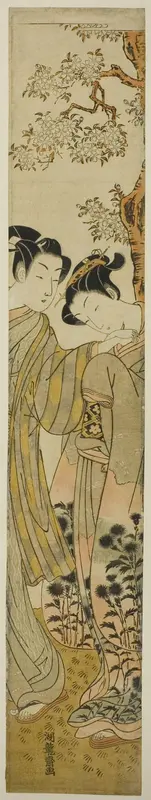 Lovers Under a Cherry Tree Wall Art by Isoda Koryusai - High-Resolution Digital Print