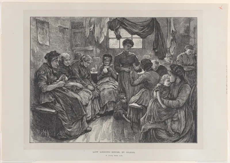 Low Lodging House, St. Giles's; A Study from Life, from "The Graphic," vol. 6 Wall Art by Sir Hubert von Herkomer - High-Resolution Digital Print
