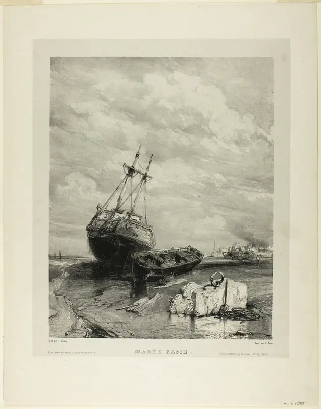 Low Tide, plate six from Six Marines Wall Art by Eugène Isabey - High-Resolution Digital Print