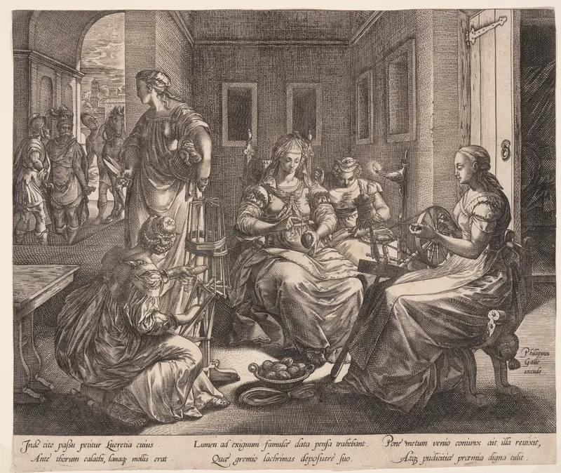 Lucretia and her Women Spinning, from The Story of Lucretia