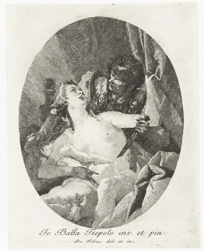 Lucretia bedreigt door Sextus met dolk Wall Art by Unknown - High-Resolution Digital Print