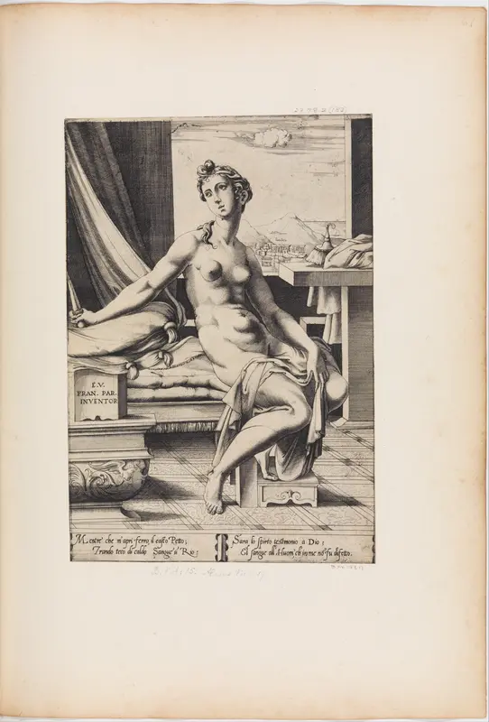 Lucretia Preparing to Kill Herself Wall Art by Enea Vico - High-Resolution Digital Print