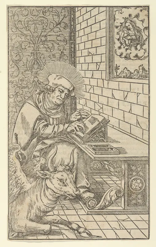 Luke, from "The Four Evangelists and Three Apostles Sitting in Rooms" Wall Art by Lucas Cranach the Younger - High-Resolution Digital Print