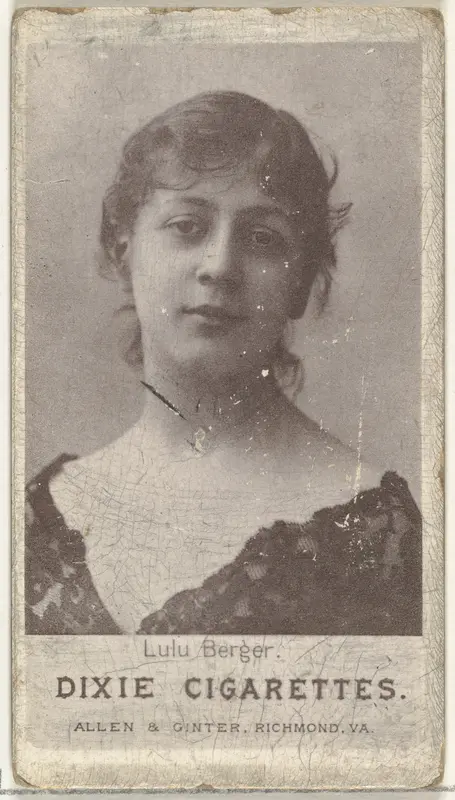Lulu Berger, from the Actresses series (N67) promoting Dixie Cigarettes for Allen & Ginter brand tobacco products Wall Art by Allen & Ginter - High-Resolution Digital Print
