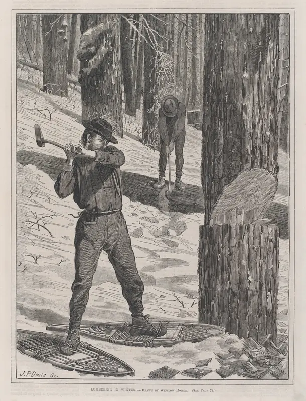 Lumbering in Winter (Every Saturday, Vol. II, New Series) Wall Art by Winslow Homer - High-Resolution Digital Print