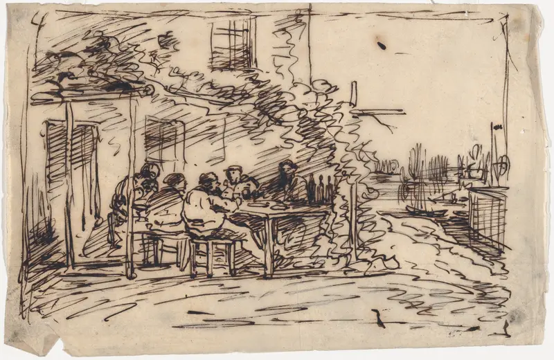 Lunch at Asnières Before Departing Wall Art by Charles-François Daubigny - High-Resolution Digital Print