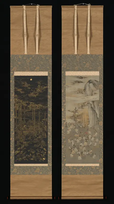 Luring the Sun Goddess Amaterasu Out of a Cave with Music; Death of the Historical Buddha Wall Art by Kōno Bairei - High-Resolution Digital Print