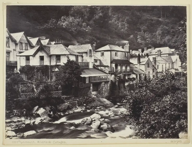 Lynmouth, Riverside Cottages Wall Art by Francis Bedford - High-Resolution Digital Print