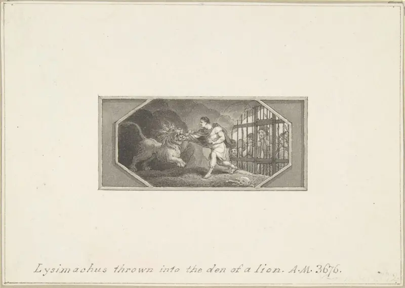 Lysimachus thrown into the Den of a Lion Wall Art by Edward Francis Burney - High-Resolution Digital Print