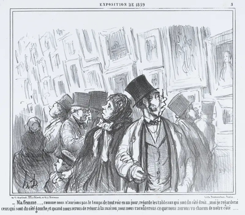 Ma femme..., comme nous n'aurions pas le temps de tout voir en un jour..., from L'Exposition de 1859, published in Le Charivari, April 18, 1859 Wall Art by Honoré Daumier - High-Resolution Digital Print