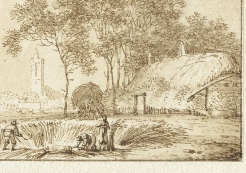 Maaiers bij een boerenhoeve Wall Art by Hendrik Meijer - High-Resolution Digital Print