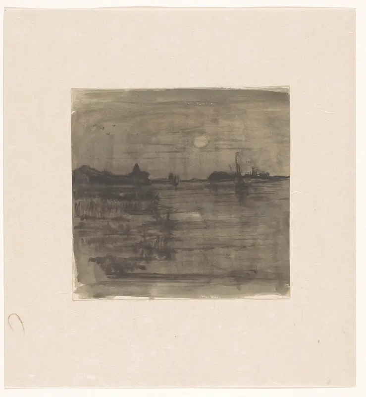 Maanlicht boven een plas Wall Art by Jan Paul Valkema Blouw - High-Resolution Digital Print