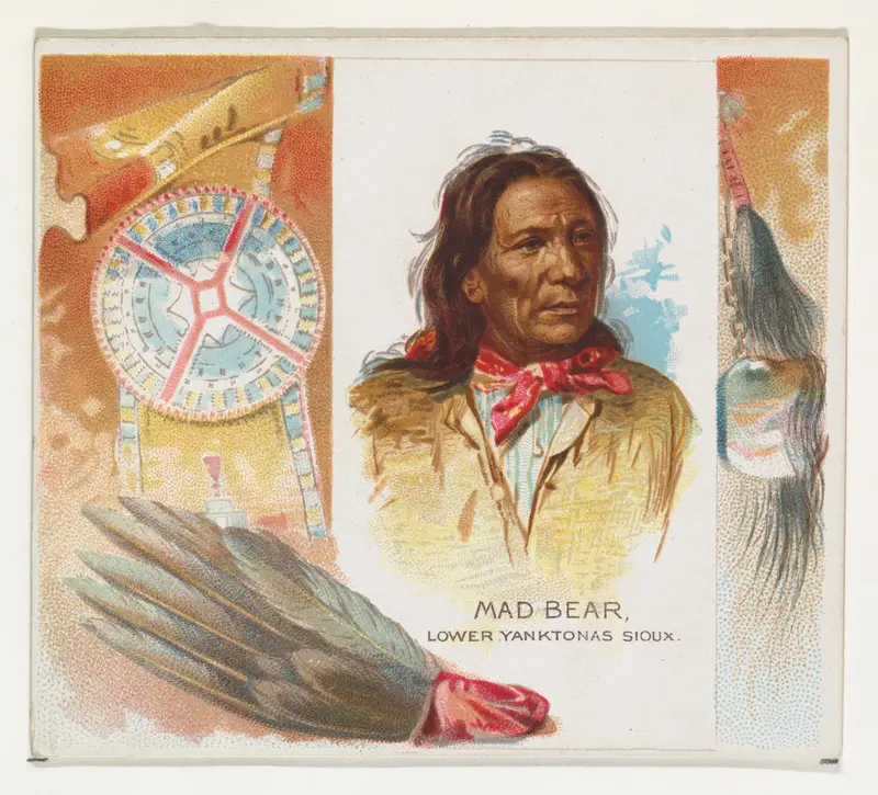 Mad Bear, Lower Yanktonas Sioux, from the American Indian Chiefs series (N36) for Allen & Ginter Cigarettes Wall Art by Allen & Ginter - High-Resolution Digital Print