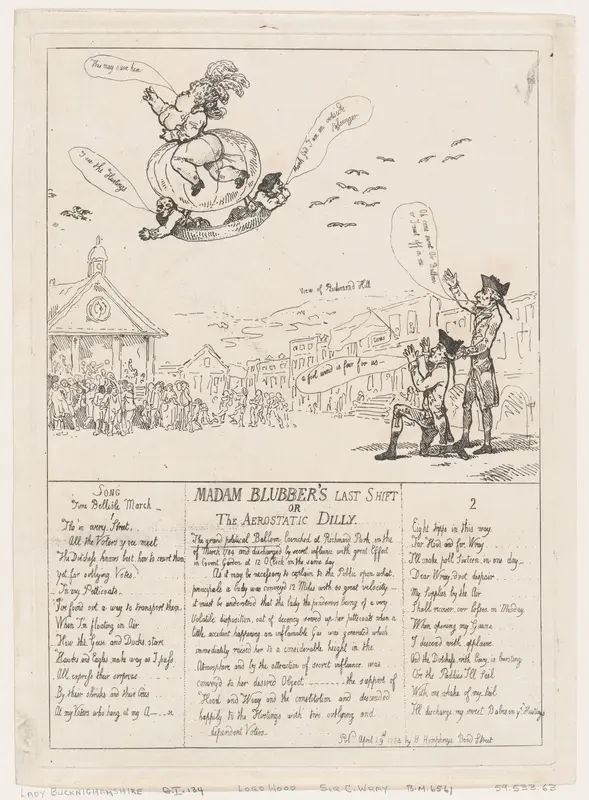 Madam Blubber's Last Shift or The Aerostatic Dilly Wall Art by Thomas Rowlandson - High-Resolution Digital Print