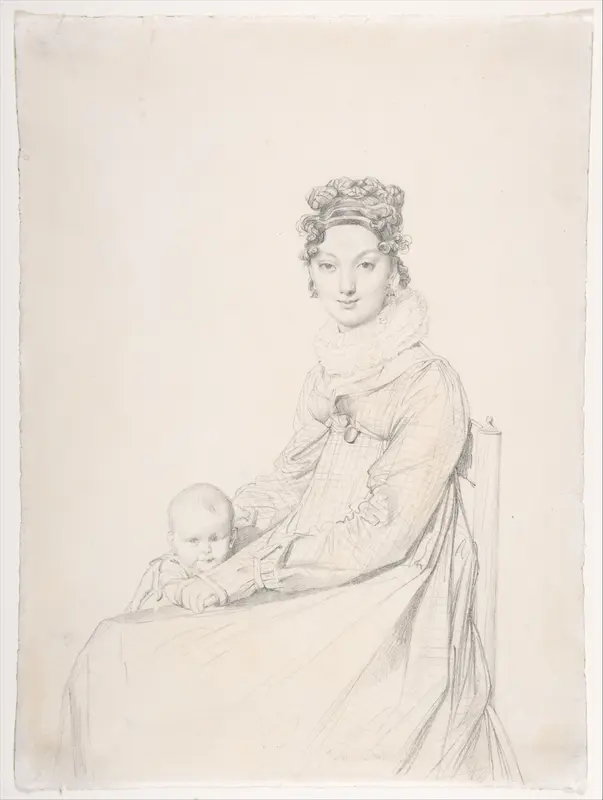 Madame Alexandre Lethière and Her Daughter Letizia Wall Art by Jean Auguste Dominique Ingres - High-Resolution Digital Print