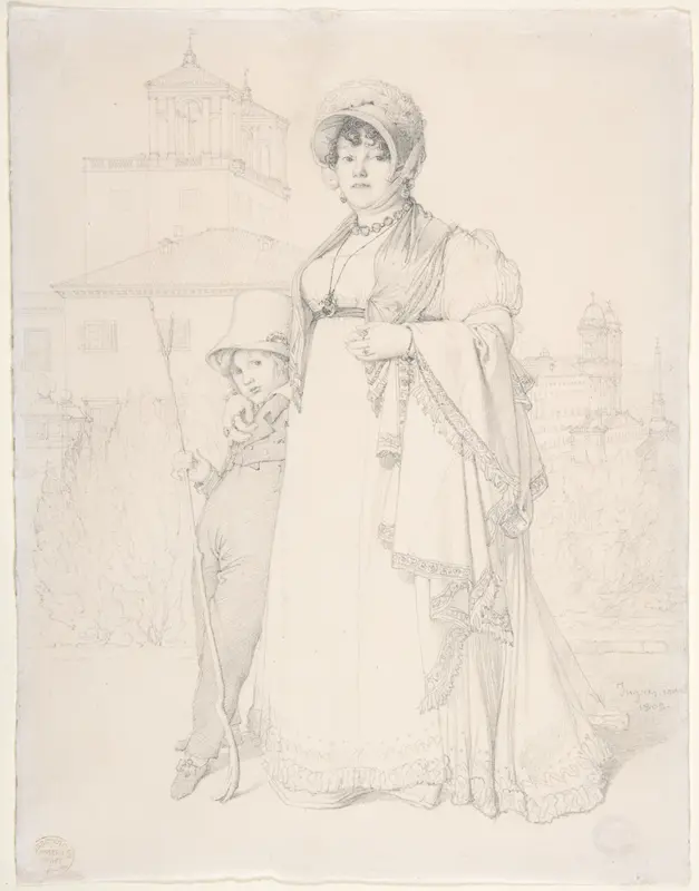 Madame Guillaume Guillon Lethière, née Marie-Joseph-Honorée Vanzenne, and her son Lucien Lethière Wall Art by Jean Auguste Dominique Ingres - High-Resolution Digital Print