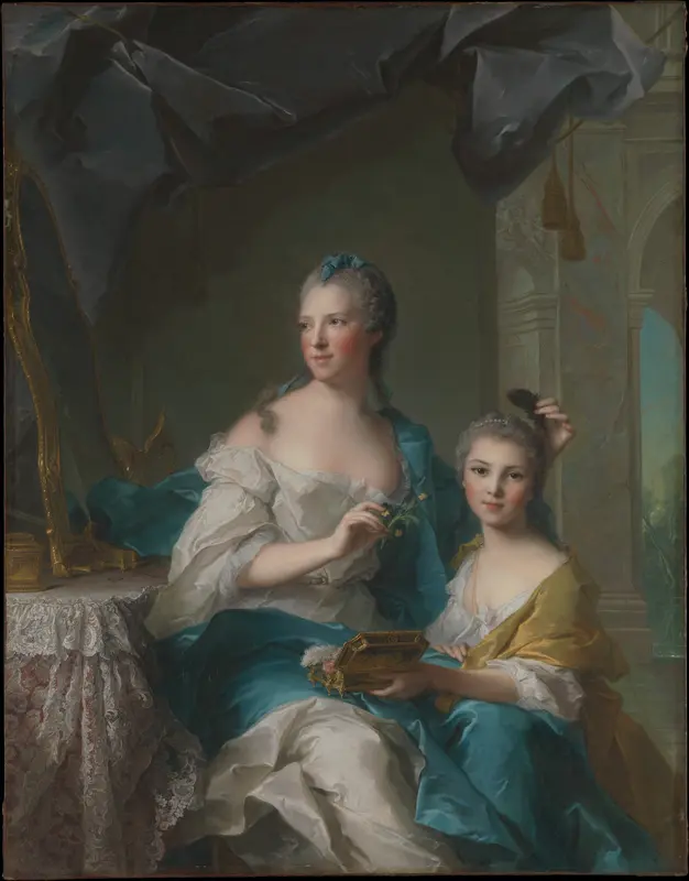 Madame Marsollier and Her Daughter Wall Art by Jean Marc Nattier - High-Resolution Digital Print