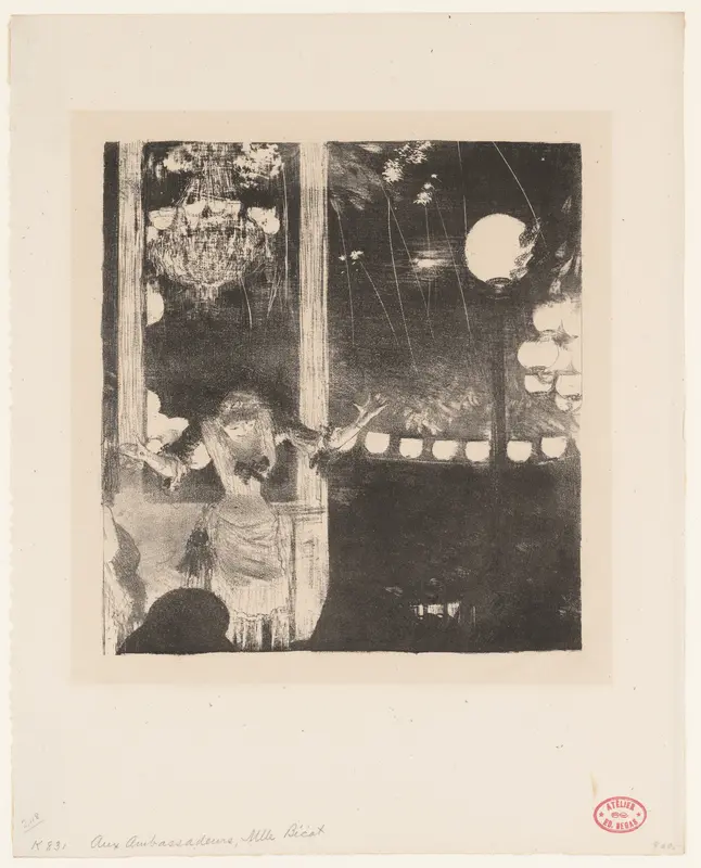 Mademoiselle Bécat at the Café des Ambassadeurs, Paris Wall Art by Edgar Degas - High-Resolution Digital Print