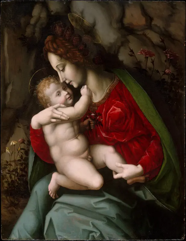 Madonna and Child Wall Art by Bachiacca (Francesco d'Ubertino Verdi) - High-Resolution Digital Print