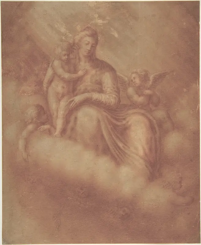 Madonna and Child Among the Clouds Wall Art by Anonymous, Italian, 16th century - High-Resolution Digital Print