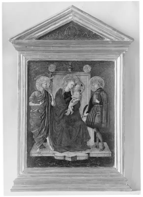Madonna and Child Enthroned with Saint John the Baptist and Another Saint Wall Art by Italian (Florentine) Painter - High-Resolution Digital Print