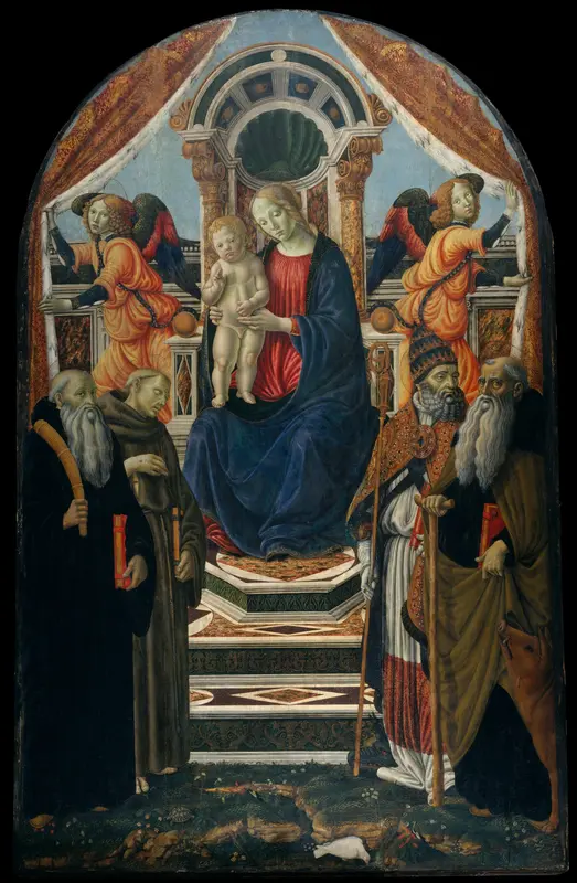 Madonna and Child Enthroned with Saints and Angels Wall Art by Francesco Botticini (Francesco di Giovanni) - High-Resolution Digital Print