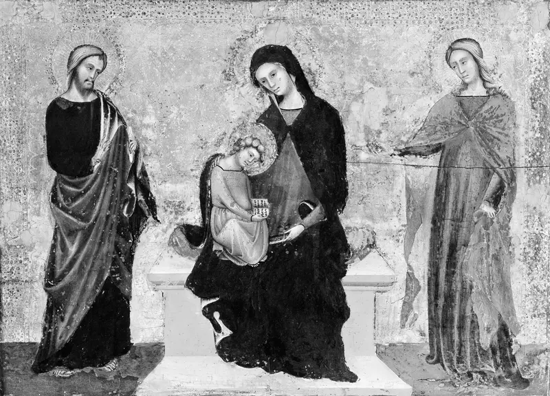 Madonna and Child Enthroned with Saints James Minor and Lucy Wall Art by Marco di Paolo Veneziano - High-Resolution Digital Print