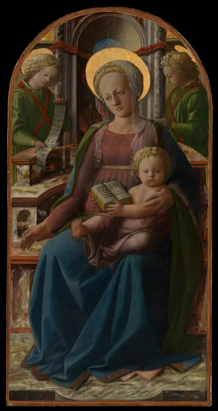 Madonna and Child Enthroned with Two Angels Wall Art by Fra Filippo Lippi - High-Resolution Digital Print